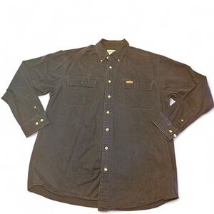 Carhartt Men’s Navy Button Up Cotton Long Sleeve Shirt Size Large Tall